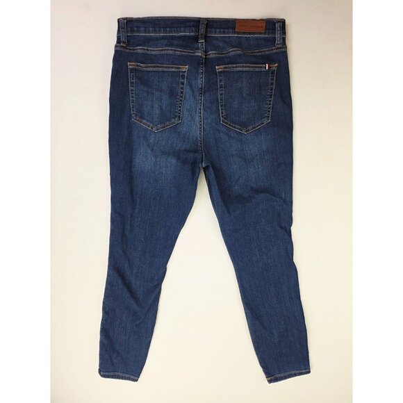 Tommy Hilfiger 30X29 Size 10 Womens Slimming Tuxedo Stripe Blue Denim Logo Jeans - Picture 1 of 13